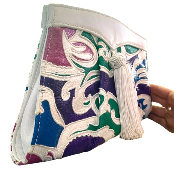 Vintage 90s BRACCIALINI Leather Clutch - Picture 4 of 10